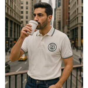GUCCI GG Logo Collared Polo White Ivory Sz Large Old Money {3Z10}